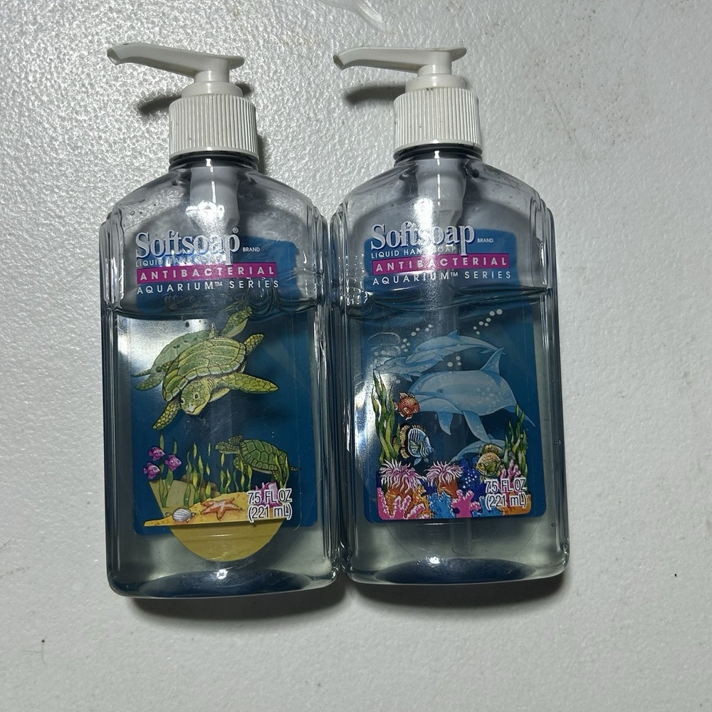 Set Of 2 SoftSoap AQUARIUM SERIES Turtle Dolphin‎ Hand Dispenser Vintage 7.5oz